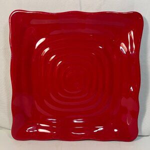 Sonoma Life Style Crimson Square Plate Platter Swirled Pattern Red 11"  Preowned